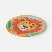 かわいいライオン顔サファリワイルドジャングルバースデーパーティー ペーパープレート (アングル)