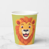 かわいいライオン顔サファリワイルドジャングルバースデーパーティー 紙コップ (裏面)