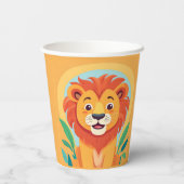 かわいいライオン顔サファリワイルドジャングルバースデーパーティー 紙コップ (裏面)