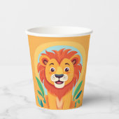 かわいいライオン顔サファリワイルドジャングルバースデーパーティー 紙コップ (正面)