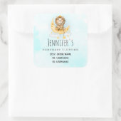 かわいいライオン魚釣りオンザムーンウォーターカラービジネス スクエアシール (バッグ)