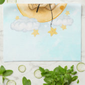 かわいいライオン魚釣りオンザムーンウォーターカラー キッチンタオル (折り畳み)