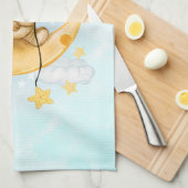 かわいいライオン魚釣りオンザムーンウォーターカラー キッチンタオル (四つ折り)