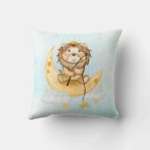 かわいいライオン魚釣りオンザムーンウォーターカラー クッション (裏面)