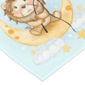 かわいいライオン魚釣りオンザムーンウォーターカラー ショートテーブルランナー (コーナー)