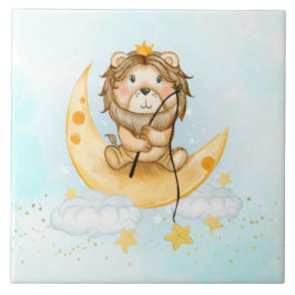 かわいいライオン魚釣りオンザムーンウォーターカラー タイル