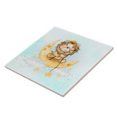 かわいいライオン魚釣りオンザムーンウォーターカラー タイル (側面)