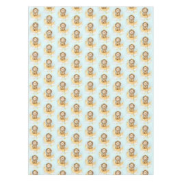 かわいいライオン魚釣りオンザムーンウォーターカラー テーブルクロス