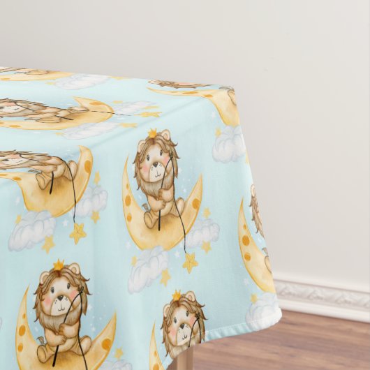 かわいいライオン魚釣りオンザムーンウォーターカラー テーブルクロス (インサイチュ)