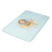 かわいいライオン魚釣りオンザムーンウォーターカラー バスマット (アングル)