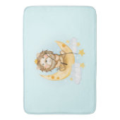 かわいいライオン魚釣りオンザムーンウォーターカラー バスマット (正面縦)