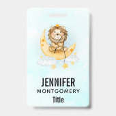 かわいいライオン魚釣りオンザムーンウォーターカラー バッジ (裏面)