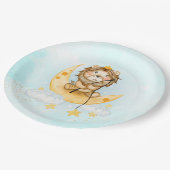 かわいいライオン魚釣りオンザムーンウォーターカラー ペーパープレート (アングル)