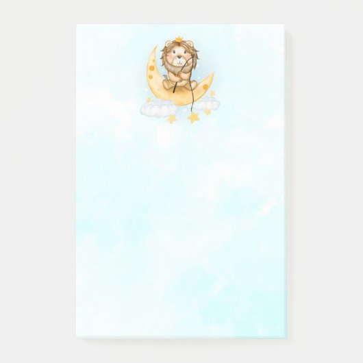 かわいいライオン魚釣りオンザムーンウォーターカラー ポストイット (正面)