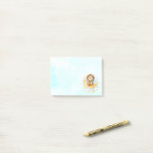 かわいいライオン魚釣りオンザムーンウォーターカラー ポストイット (デスク上)