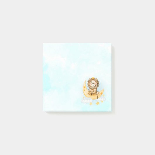 かわいいライオン魚釣りオンザムーンウォーターカラー ポストイット (正面)