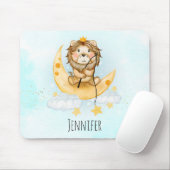 かわいいライオン魚釣りオンザムーンウォーターカラー マウスパッド (マウス)