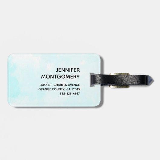 かわいいライオン魚釣りオンザムーンウォーターカラー ラゲッジタグ (裏面横)