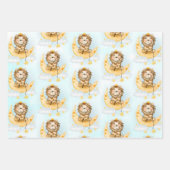 かわいいライオン魚釣りオンザムーンウォーターカラー ラッピングペーパーシート (正面2)