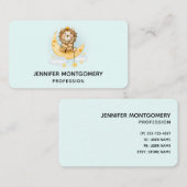 かわいいライオン魚釣りオンザムーンウォーターカラー 名刺 (正面/裏面)