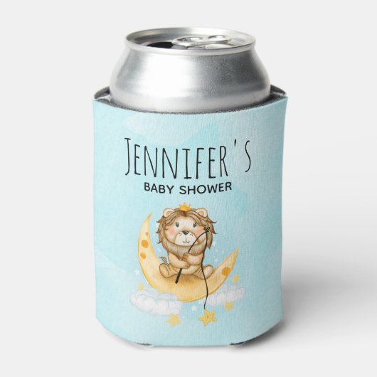 かわいいライオン魚釣りオンザムーンウォーターカラー 缶クーラー (缶正面)