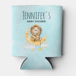 かわいいライオン魚釣りオンザムーンウォーターカラー 缶クーラー