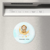 かわいいライオン魚釣りオンザムーンウォーター色ありがとう マグネット (インサイチュ (食洗機))