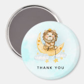 かわいいライオン魚釣りオンザムーンウォーター色ありがとう マグネット (正面/裏面)