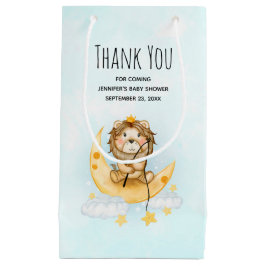 かわいいライオン魚釣りオンザムーンサンキューユー スモールペーパーバッグ