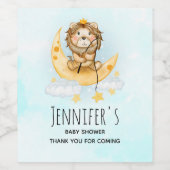 かわいいライオン魚釣りオンザムーンベビーシャワー ワインラベル (シングルラベル)