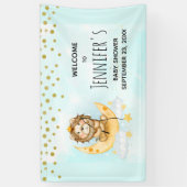 かわいいライオン魚釣りオンザムーンベビーシャワー 横断幕 (縦)