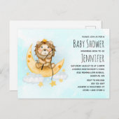 かわいいライオン魚釣り水彩赤ちゃんシャワー インビテーションポストカード (正面/裏面)