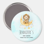 かわいいライオン魚釣り水彩赤ちゃんシャワー マグネット (正面/裏面)