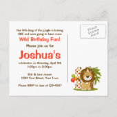 かわいいライオン1歳の誕生日はがき招待状 インビテーションポストカード (裏面)