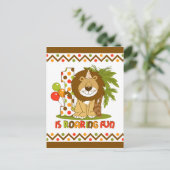 かわいいライオン1歳の誕生日はがき招待状 インビテーションポストカード (スタンド正面)