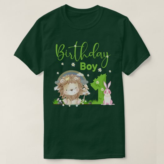 かわいいライオン1歳の誕生日ボーイ Tシャツ (デザイン正面)