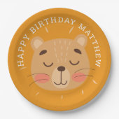 かわいいライオン。アニマルおもしろいサファリベビー子供の誕生日 ペーパープレート (正面)