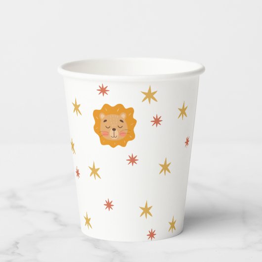 かわいいライオン&スター。サファリおもしろいベビー子供の誕生日 紙コップ (裏面)
