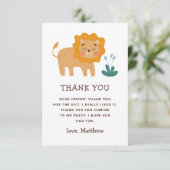 かわいいライオン。動物おもしろい動物園サファリ子供の誕生日 サンキューカード (スタンド正面)