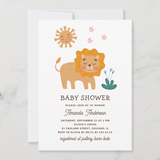 かわいいライオン。動物園おもしろいのサファリ動物の赤ちゃん 招待状 (正面)
