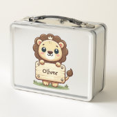 かわいいライオン（名前の付いた看板） メタルランチボックス (裏面)