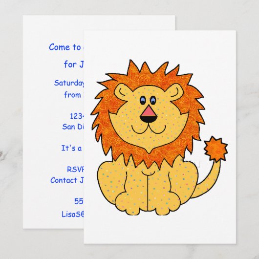 かわいいライオン 招待状 (正面/裏面)