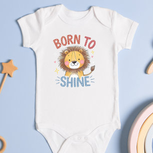 かわいいライオン "Born to Shine" ベビーボディスーツ