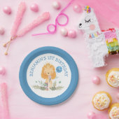 かわいいライオ葉ンズ青い男の子1st誕生日パーティー ペーパープレート (パーティー)
