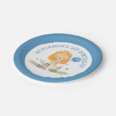 かわいいライオ葉ンズ青い男の子1st誕生日パーティー ペーパープレート (アングル)