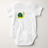 かわいいライトグリーンカタツムリ ベビーボディスーツ (裏面)