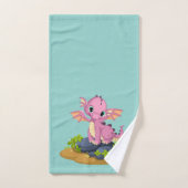 かわいいライトグリーンベビー恐竜モノグラム名ベビー バスタオルセット (ハンドタオル)