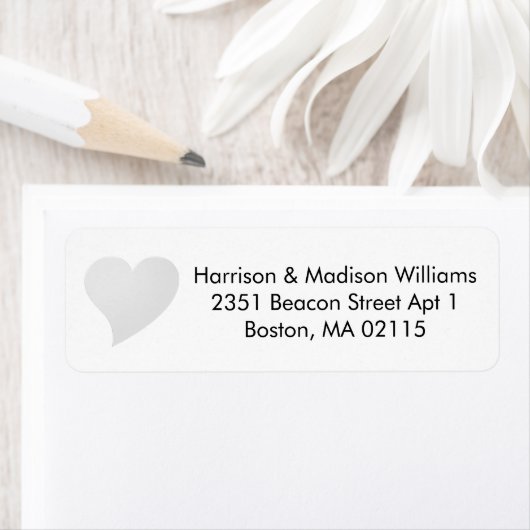 かわいいライトグレーハートカスタム差出人住所 ラベル (インサイチュ)