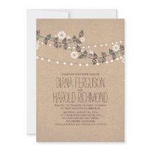 かわいいライトストリングス素朴トフローラ結婚式の招待