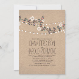 かわいいライトストリングス素朴トフローラ結婚式の招待 招待状